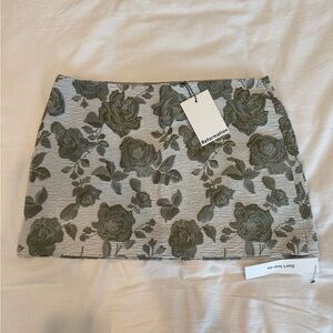 Reformation Grey and Gray Floral Mini Skirt